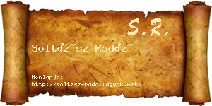 Soltész Radó névjegykártya